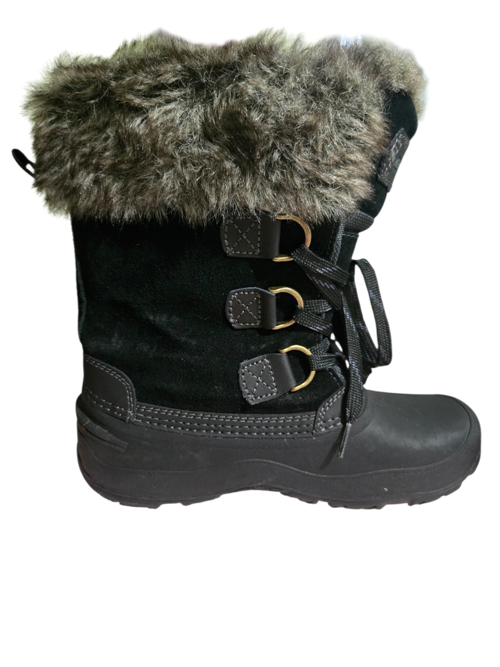 Khombu Slope Black Faux Fur Winter Snow Boots Women’s 6